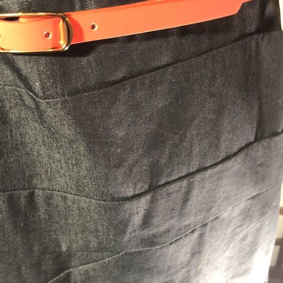 ALYX Womens Chambray Sheath Dress Size 14 Dark Wash Denimlike Belted Cap Sleeve - Picture 4 of 11